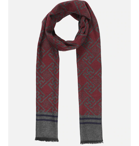 Unisex Grey Winter Checkered Acrylic Woolen Muffler